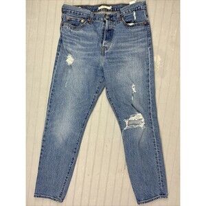 Levis Size 29 Womens Jeans Wedgie Mid Rise Straight Distress Med Wash Stretch